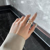 Leaf or Floral Ring, Gold-Tone Metal with White, Turquoise-Color or Clear Accents