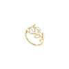 Leaf or Floral Ring, Gold-Tone Metal with White, Turquoise-Color or Clear Accents