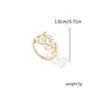 Leaf or Floral Ring, Gold-Tone Metal with White, Turquoise-Color or Clear Accents