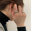 Silver-Tone Open Ring for Women, Wide Ribbed Band or Chunky Twist Design