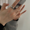 Silver-Tone Open Ring for Women, Wide Ribbed Band or Chunky Twist Design