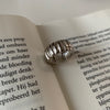 Silver-Tone Open Ring for Women, Wide Ribbed Band or Chunky Twist Design