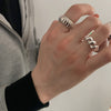 Silver-Tone Open Ring for Women, Wide Ribbed Band or Chunky Twist Design