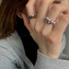 Silver-Tone Open Ring for Women, Wide Ribbed Band or Chunky Twist Design