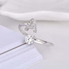 Initial Letter Ring, Silver-Tone Metal with Clear Accents, Adjustable, A-Z