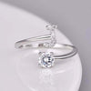 Initial Letter Ring, Silver-Tone Metal with Clear Accents, Adjustable, A-Z