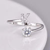Initial Letter Ring, Silver-Tone Metal with Clear Accents, Adjustable, A-Z