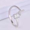 Initial Letter Ring, Silver-Tone Metal with Clear Accents, Adjustable, A-Z