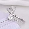 Initial Letter Ring, Silver-Tone Metal with Clear Accents, Adjustable, A-Z