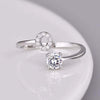 Initial Letter Ring, Silver-Tone Metal with Clear Accents, Adjustable, A-Z