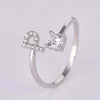 Initial Letter Ring, Silver-Tone Metal with Clear Accents, Adjustable, A-Z