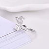 Initial Letter Ring, Silver-Tone Metal with Clear Accents, Adjustable, A-Z