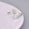 Initial Letter Ring, Silver-Tone Metal with Clear Accents, Adjustable, A-Z
