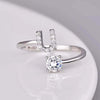 Initial Letter Ring, Silver-Tone Metal with Clear Accents, Adjustable, A-Z