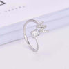 Initial Letter Ring, Silver-Tone Metal with Clear Accents, Adjustable, A-Z