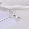 Initial Letter Ring, Silver-Tone Metal with Clear Accents, Adjustable, A-Z