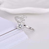 Initial Letter Ring, Silver-Tone Metal with Clear Accents, Adjustable, A-Z