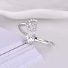 Initial Letter Ring, Silver-Tone Metal with Clear Accents, Adjustable, A-Z