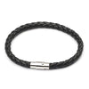 Braided Strap Bracelet with Magnetic Clasp, Handmade Design in Black, Red, Brown, White or Dark Blue - Black