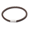 Braided Strap Bracelet with Magnetic Clasp, Handmade Design in Black, Red, Brown, White or Dark Blue - Coffee