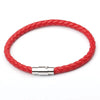 Braided Strap Bracelet with Magnetic Clasp, Handmade Design in Black, Red, Brown, White or Dark Blue - Red
