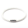 Braided Strap Bracelet with Magnetic Clasp, Handmade Design in Black, Red, Brown, White or Dark Blue - White