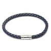 Braided Strap Bracelet with Magnetic Clasp, Handmade Design in Black, Red, Brown, White or Dark Blue - Dark blue