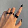 Stacking Ring Set for Women, Black, Gold-Tone and Silver-Tone Geometric Band Designs