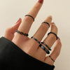 Stacking Ring Set for Women, Black, Gold-Tone and Silver-Tone Geometric Band Designs