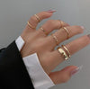 Stacking Ring Set for Women, Black, Gold-Tone and Silver-Tone Geometric Band Designs