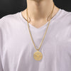 Openwork Ring Pendant Necklace, 304 Stainless Steel Swirl Design on a Box Chain, Gold or Steel Tone - Product view 3