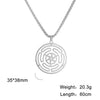Openwork Ring Pendant Necklace, 304 Stainless Steel Swirl Design on a Box Chain, Gold or Steel Tone - Product view 4