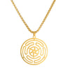 Openwork Ring Pendant Necklace, 304 Stainless Steel Swirl Design on a Box Chain, Gold or Steel Tone - Gold