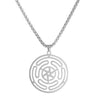 Openwork Ring Pendant Necklace, 304 Stainless Steel Swirl Design on a Box Chain, Gold or Steel Tone - Steel color