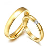 Simple Gold Color Stainless Steel Engagement Rings for Women Men Elegant Thin Wedding Band Anniversary Gift - Image 1