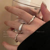 Stacking Ring Set for Women, 3-Piece Silver-Tone Engraved and Sculpted Bands