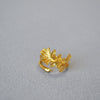 Leaf Wrap Ring, Copper with Gold-Plated Finish, Textured Adjustable Open Band