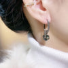 Ball Drop Hoop Earrings for Women, Copper Ear Jewelry with Gray Sparkling Round Accents - Product view 3