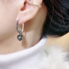Ball Drop Hoop Earrings for Women, Copper Ear Jewelry with Gray Sparkling Round Accents - Product view 4