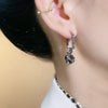 Ball Drop Hoop Earrings for Women, Copper Ear Jewelry with Gray Sparkling Round Accents - Product view 5