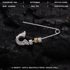 Safety Pin Pendant, Silver-Tone Copper Design with Ornamental Scroll Detail, Pendant Only - Product view 3