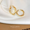 Plain Hoop Earrings for Women, Smooth Metal Design in Gold-Tone or Silver-Tone Finish - Product view 4