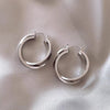 Plain Hoop Earrings for Women, Smooth Metal Design in Gold-Tone or Silver-Tone Finish - A022# Silver