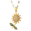 Sunflower Pendant Necklace for Women, Gold-Tone Titanium Steel Design with Sparkling Accents - Product view 1