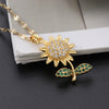 Sunflower Pendant Necklace for Women, Gold-Tone Titanium Steel Design with Sparkling Accents - Product view 4