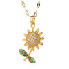Sunflower Pendant Necklace for Women, Gold-Tone Titanium Steel Design with Sparkling Accents - Product view 6
