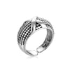 Open Ring for Men, Assorted Silver-Tone and Black Skull, Snake, Feather and Textured Band Designs