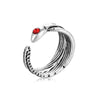 Open Ring for Men, Assorted Silver-Tone and Black Skull, Snake, Feather and Textured Band Designs