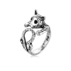 Open Ring for Men, Assorted Silver-Tone and Black Skull, Snake, Feather and Textured Band Designs