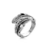 Open Ring for Men, Assorted Silver-Tone and Black Skull, Snake, Feather and Textured Band Designs